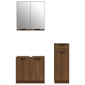 Berkfield 3 Piece Bathroom Cabinet Set Brown Oak Engineered Wood