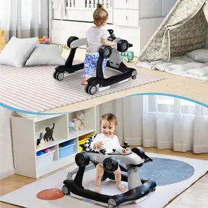 Costway 4-in-1 Foldable Baby Walker Activity Push Walker w/ Adjustable Height & Speed