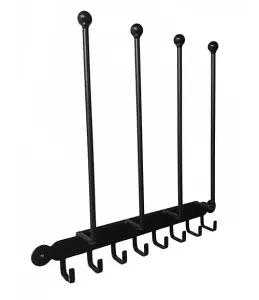 Wall Fixing Boot Rack - Steel Wellie Stand - Steel - L7.6 x W36.8 x H53.3 cm - Black