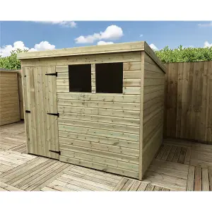 8 x 6 Pressure Treated T&G Pent Wooden Bike Store / Wooden Garden Shed + 2 Windows + Single Door (8' x 6' / 8ft x 6ft) (8x6)