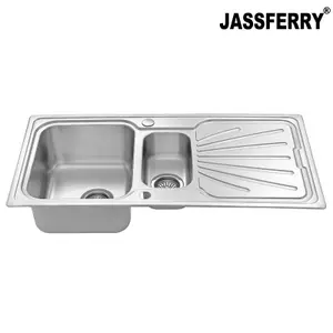 JASSFERRY Stainless Steel Kitchen Sink 1.5 One Half Welding Bowl Reversible Drainer