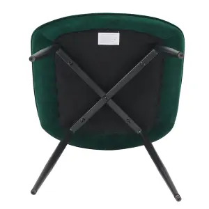 Dining Chair Set of 2 Green Velvet Upholstered Dining Chairs with Metal Legs