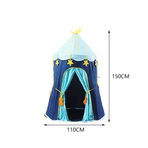 Blue Portable Kids Tent Indoor Outdoor Play Tent Teepee Indoor Playhouse Children's Castle with Carry Bags