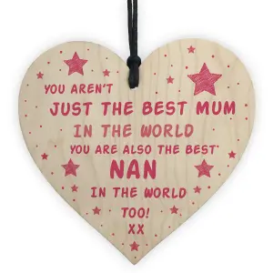 Best Mum Nan Gift For Birthday Wooden Heart Gift For Her From Grandchildren Keepsake