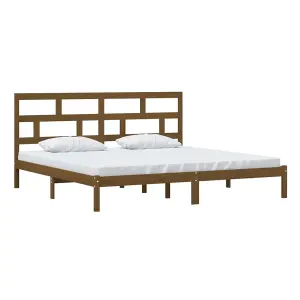 Berkfield Bed Frame Honey Brown Solid Wood Pine 200x200 cm