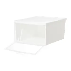 Stackable Plastic Shoe Box Shoe Storage 3Pcs in White