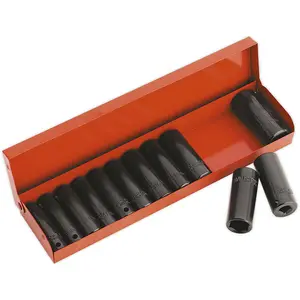 Premium 12 Piece Impact Socket Set - 3/8" Drive Deep Sockets for High Torque Applications