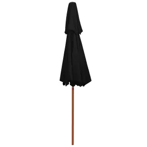 Berkfield Double Decker Parasol with Wooden Pole Black 270 cm