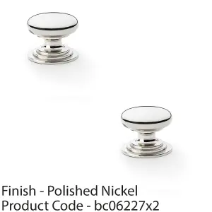 2 PACK - Stepped Round Door Knob Polished Nickel 38mm Classic Kitchen Cabinet Pull Handle