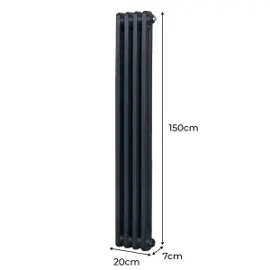 Traditional 2 Column Radiator - 1500 x 202 mm - Anthracite