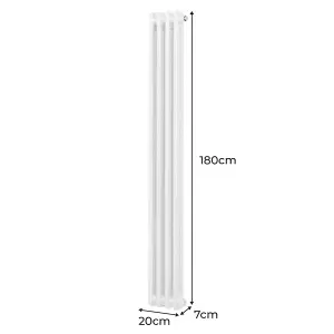 Traditional 2 Column Radiator - 1800 x 202 mm - White