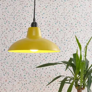 ValueLights Civic Pair of Retro Style Yellow Metal Easy Fit Ceiling Pendant Light Shades