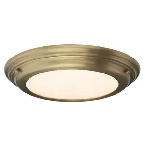 1 Bulb Flush Light Low Ceiling Aged Brass Finish LED 25W Bulb