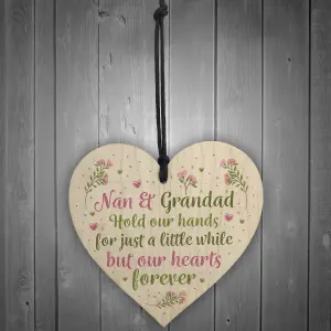 Red Ocean Nan And Grandad Ornament Wooden Heart Gift For Grandparents Keepsake Plaques