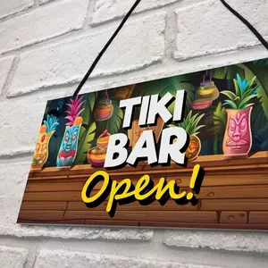 RED OCEAN Tiki Bar OPEN Hanging Garden Bar Pub Plaque Cocktails Beach Decoration Sign Friendship Gift