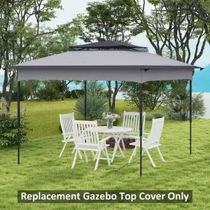 Outsunny 3.25mx3.25m 2-Tier Gazebo Cover Replacement, 30+ UV Protection, Grey