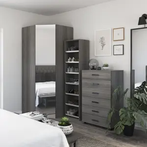 GoodHome Atomia Grey Oak effect With 1 mirror door Large Corner storage unit (H)2250mm