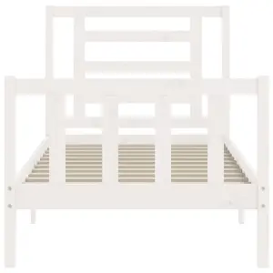 Berkfield Bed Frame with Headboard White 100x200 cm Solid Wood