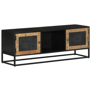 Berkfield TV Cabinet 110x30x40 cm Solid Wood Mango and Iron