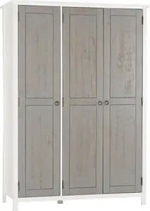 Vermont 3 Door Wardrobe in White and Grey