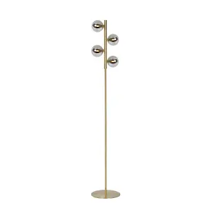 Lucide Tycho Retro Floor Lamp - 4xG9 - Matt Gold, Brass