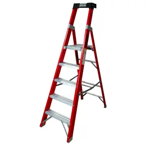 Excel Electricians Fibreglass Platform Step Ladder 5 Tread 1.81m EN131