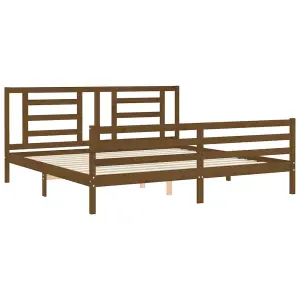 Berkfield Bed Frame with Headboard Honey Brown 200x200 cm Solid Wood