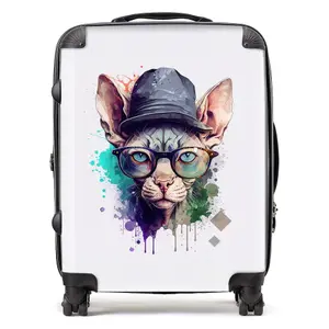 Sphynx Cat Face Glasses And Hat Splashart Suitcase - Large