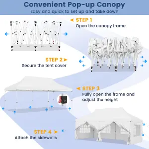 Costway 3M x 6M Pop up Canopy Tent Garden Gazebo Canopy Sun Shelter W/ 6 Sidewalls