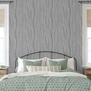 Love Your Walls Shimmer Wave Wallpaper Grey J74609