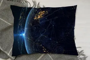 Cushions - Connection lines Around Earth Globe (Cushion) / 45cm x 30cm