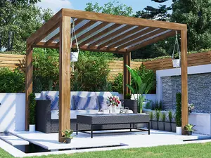 Dunster House Pergola with Roof 3m x 2.5m Pressure Treated Wooden Gazebo Shelter Terracube