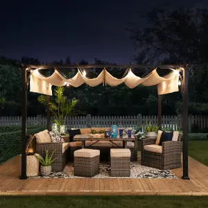 Sunjoy Pergola GIONA - 363cm x 277cm Steel With Adjust Shade