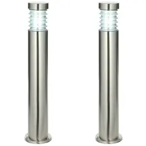 2 PACK Outdoor IP44 Bollard Light Marine Grade Steel Lamp Post Garden Driveway