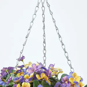 Homescapes Purple and Yellow Pansy Hanging Basket, 60 cm