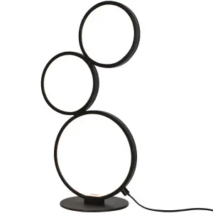 GoodHome Samana Round Matt Black Integrated LED Table lamp