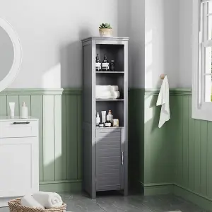 Grey Storage Bathroom Tall Cabinet with Blind Door 161.5cm H x 40cm W x 30cm D