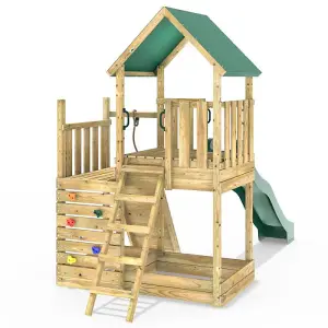 Rebo Modular Wooden Climbing Frame Adventure Playset - M3 plus Ramp