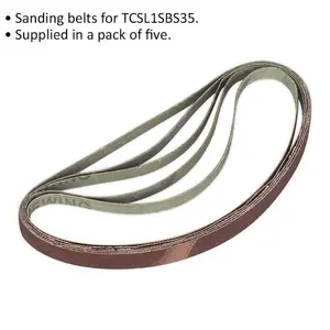 5 Pack of 12mm x 456mm Sanding Belts - 40 Grit Aluminium Oxide for Detail Work