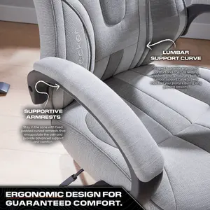 X-Rocker Maverick PC Office Gaming Chair, Ergonomic Computer Desk Chair, Mid Back Gaming Chair, Head Rest & Lumbar Support - GREY