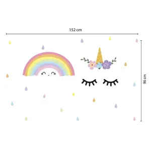 Walplus Sleeping Unicorn And Rainbow Kids Sticker PVC Multicoloured