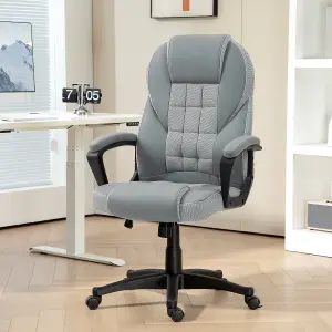 HOMCOM Executive Office Chair High Back Computer Chair with Armrests Grey