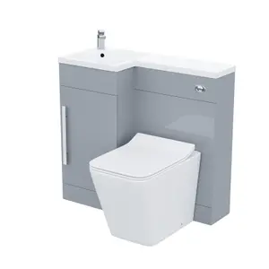 Nes Home Raven Left Hand 900mm Vanity Basin Unit, WC Unit & Elora Back to Wall Toilet Grey