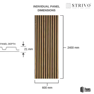 STRIVO Acoustic Slat Panel - Natural Ash 600mm x 2400mm