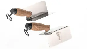 Toolty Corner Lining Internal and External Angled Trowel with Cork Handle Set 2PCS 120x75mm Stainless Steel for Plastering DIY