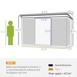 Outsunny Garden Shed Outdoor Storage Tool Organizer w/ Double Sliding Door Grey