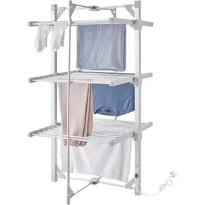 3-Tier Heated Clothes Airer Drying Rack Indoor Foldable Dry Laundry 21M Drying