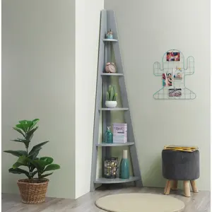 Arelious Corner Bookcase Light Grey