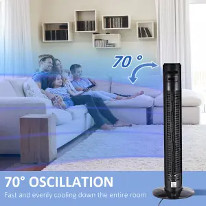 HOMCOM 38 Inch Tower Fan with 70 degree Oscillation 3 Speed and 3 Mode Indoor Black