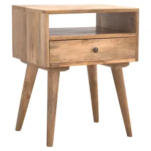 Emme 1 Drawer Solid Wood Bedside Table